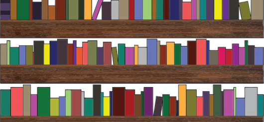 illustration of books on shelves