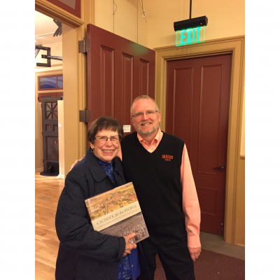 Joan Griffis in 2015 with Larry Landis, author of A School for the People: A Photographic History of Oregon State University